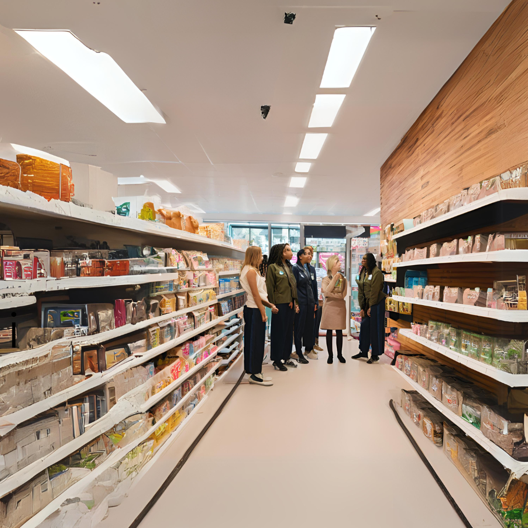 Miniature personnes qui se réunissent en magasin