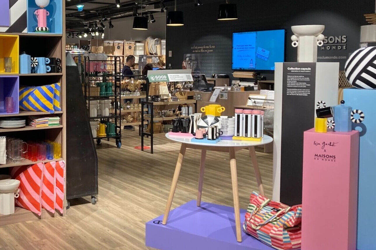 Collab Lisa Gachet en magasin Maisons du monde par Emilie Miquelestorena consultante merchandising Another retail